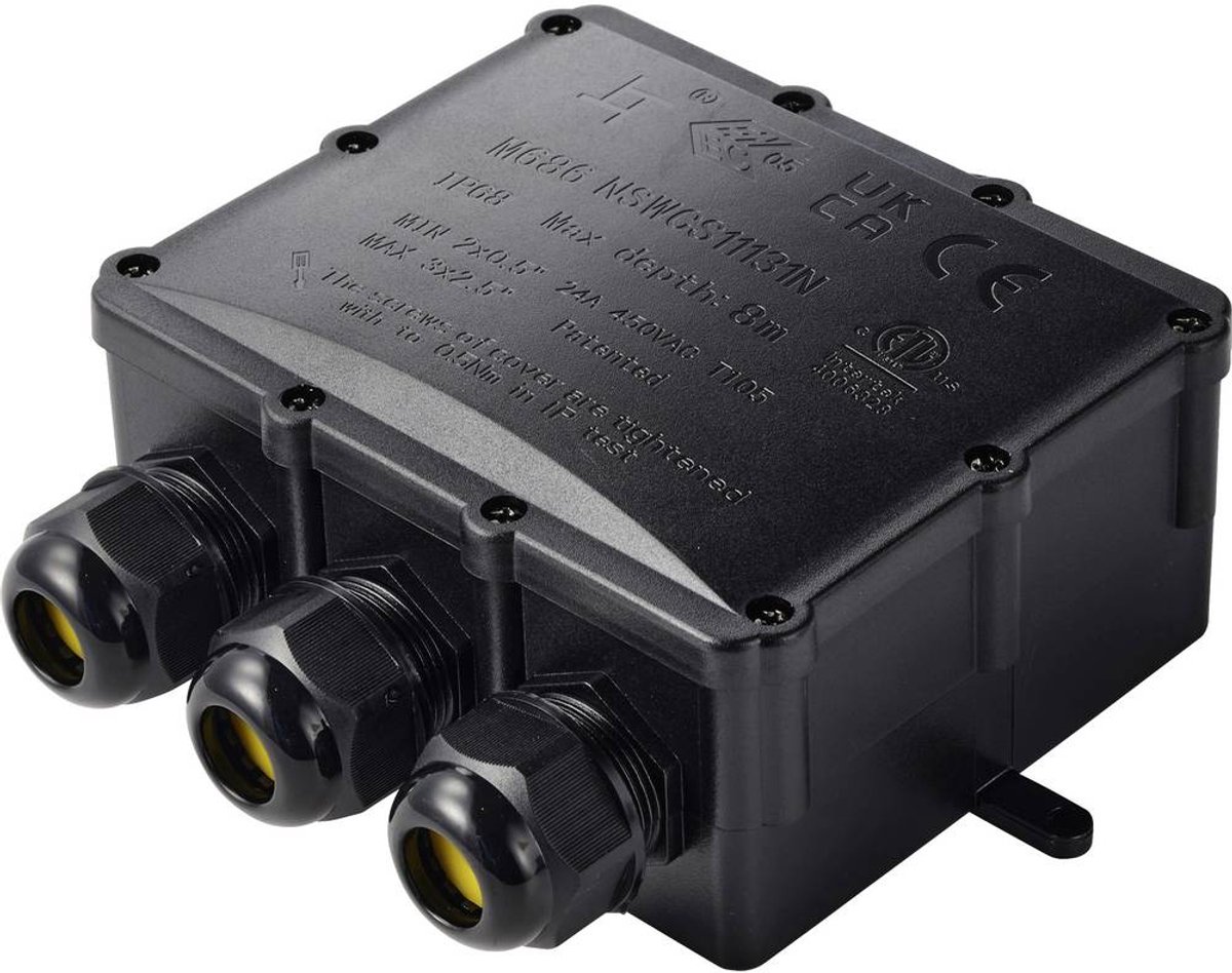 TRU COMPONENTS-spuitbus IP68 waterdicht, 4 ingangen, 0,5-4,0 mm² TC-14745292 Zwart TRU COMPONENTS Inhoud: 1 stuk(s)