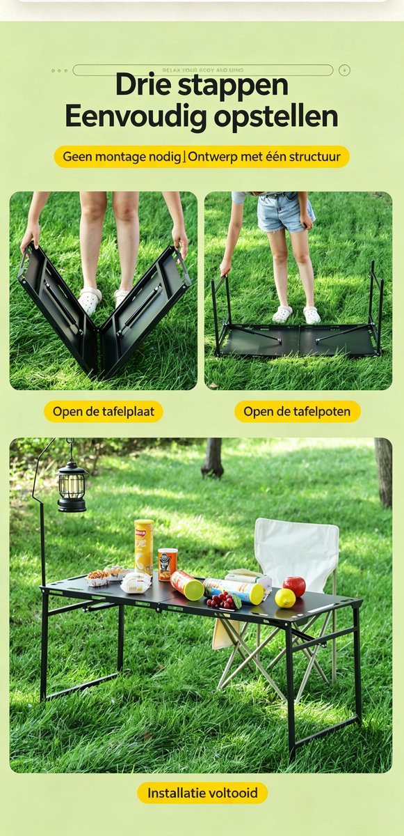 Hydraulisch/pneumatisch inklapbare barbecuetafel + grill + lampenstandaard geschikt voor buitengebruik afmetingen 143*48*50 cm Draagbare campingtafel lichtgewicht metalen barbecuetafel geschikt voor kamperen picknicks en barbecues zwart — afbeelding 3