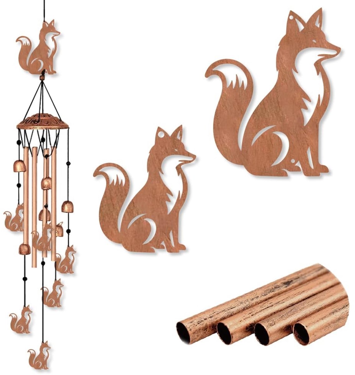 SolidKeus - Metalen Fox Windgong voor Tuin Decoratie