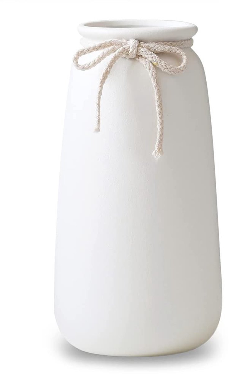 SolidKeus - Hoogwaardige Witte Keramische Vaasje van 25 cm