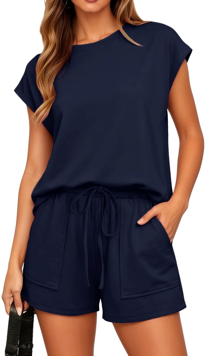 SolidKeus - Dames Twee-delige Casual Sportset met Korte Mouwen