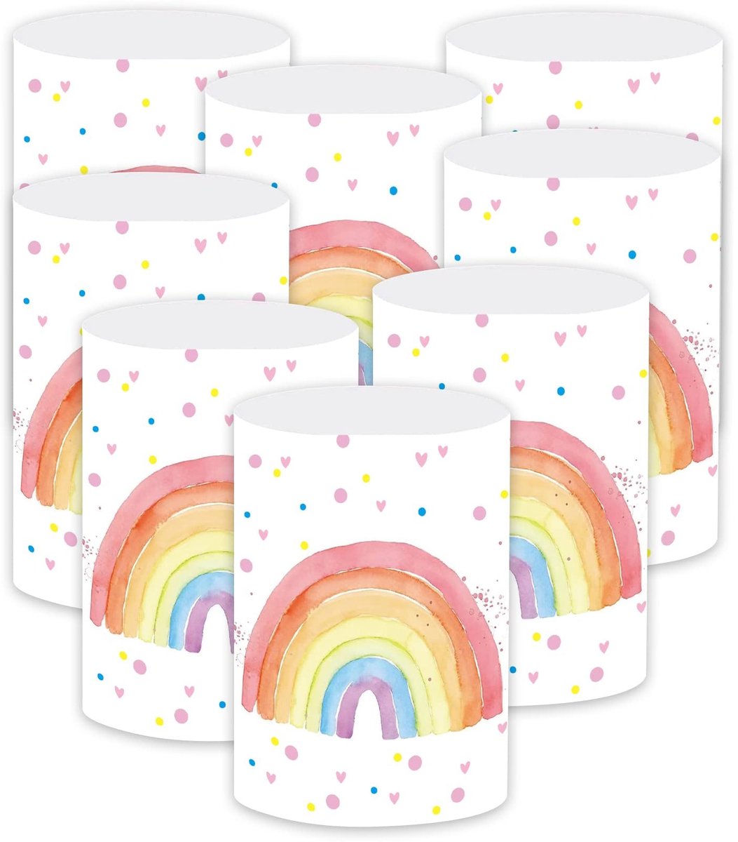SolidKeus - Set van 8 Regenboog Theelichtjes voor Kinderfeestjes
