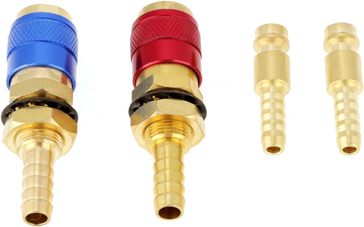 2 Stuks 8mm Snelle Koppeling TIG Lasapparaat Adapter Watergekoeld Gas Snelle Ontkoppel Connector voor Lasbranders en Toebehoren