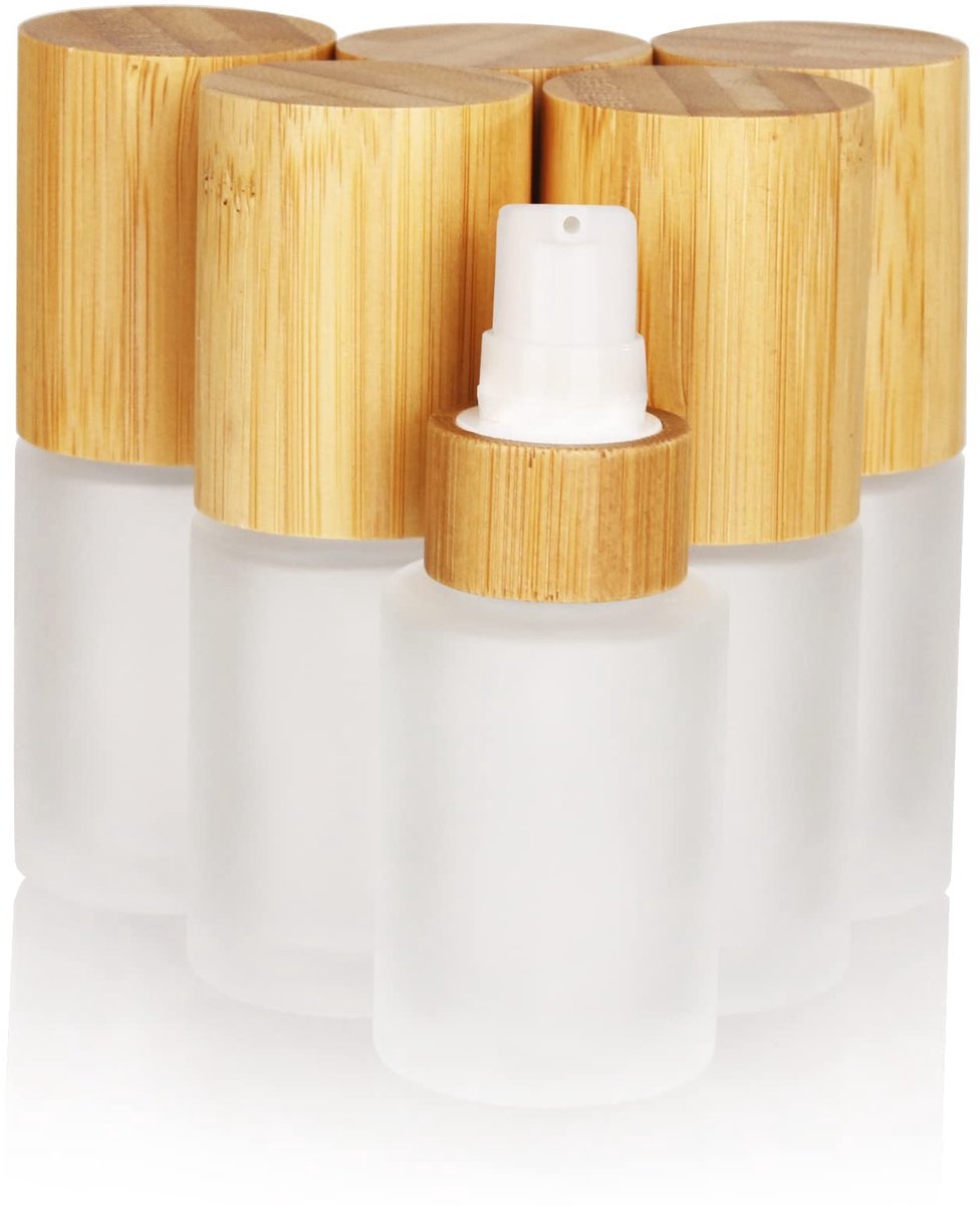 SolidKeus - Set van 6 Lege Flessen met Bamboo Pomp 30ml
