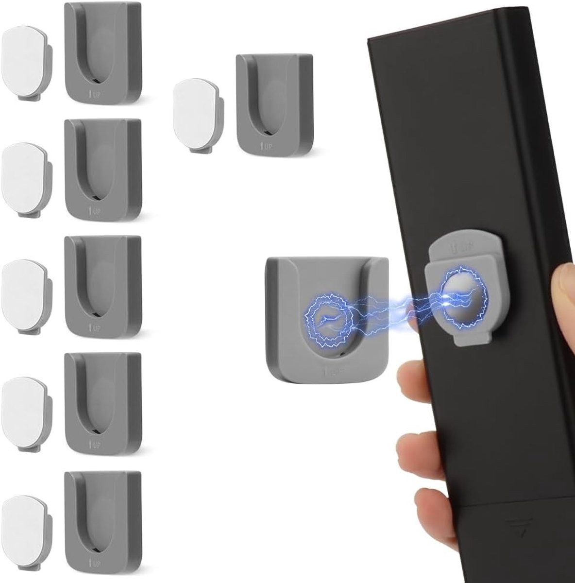 Magnetische Wandhouder voor Afstandsbediening, Slimme Ontwerp voor Eenvoudige Organisatie van Thuis, Kantoor en Schoolbenodigdheden (6-Pack, Grijs)