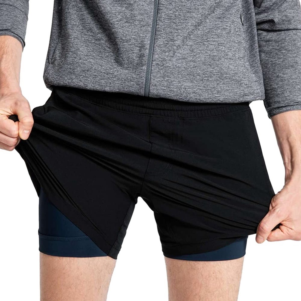 SolidKeus - 2-in-1 Sneldrogende Hardloopshorts voor Mannen met Pocket