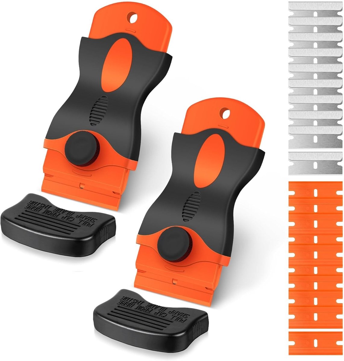 2 in 1 Schraper Tool met 10 Stuks Metalen en 10 Stuks Plastic Blades voor Stickers, Labels en Lijm, Multifunctionele Reinigingsschraper