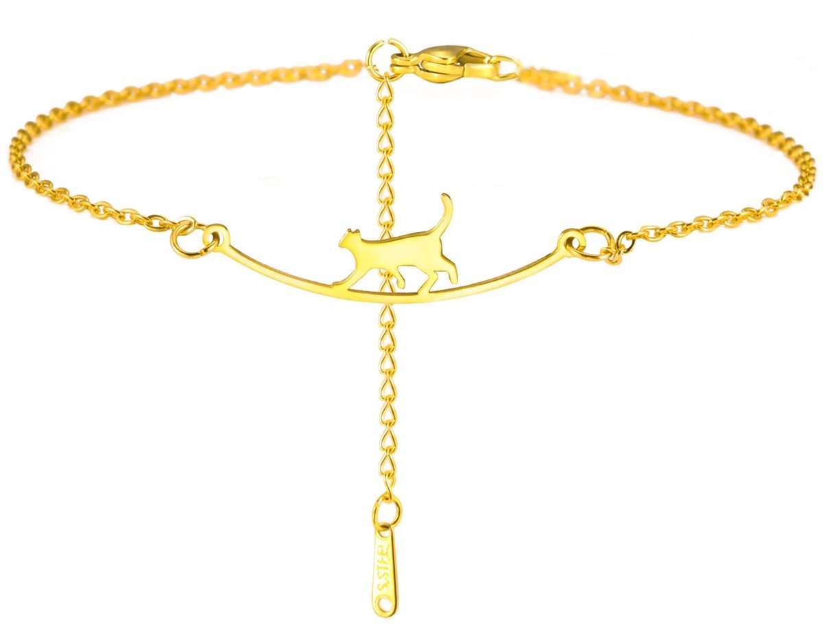 SolidKeus - Kat Anklet voor Vrouwen, Verstelbare En Schattige Voetketting