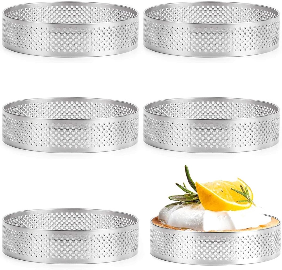 SolidKeus - Set van 6 RVS Taartvormen van 8 cm voor Perfecte Taarten