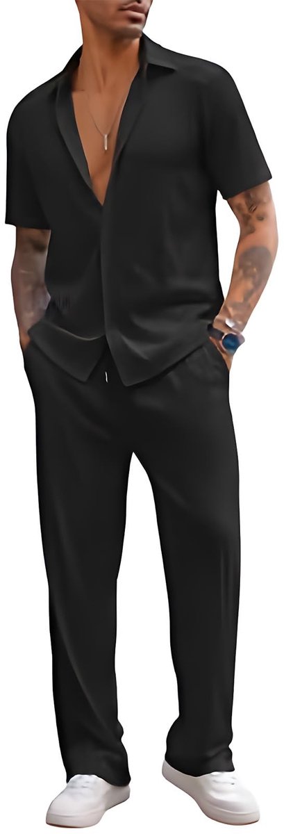 SolidKeus - 2-Delig Zomer Kleding Set voor Mannen met Korte Mouwen