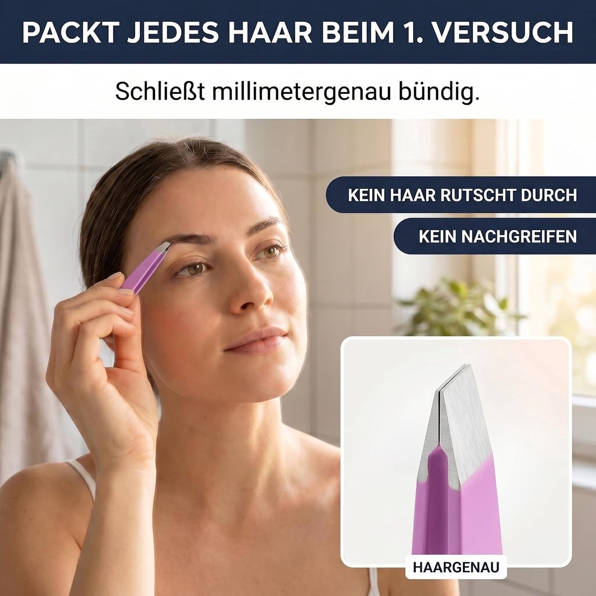 Precisiepincet voor Wenkbrauwen - Donkerroze - Handgeslepen - Roestvrij Staal - Voor Vrouwen en Mannen