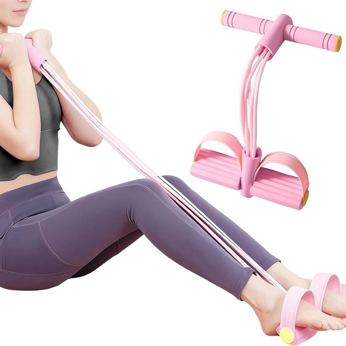 Buikspiertrainer Weerstandsband - Sit-up apparaat Beentrainer - Full body workout - Zes weerstandsbundels - 24 x 20 x 5 cm