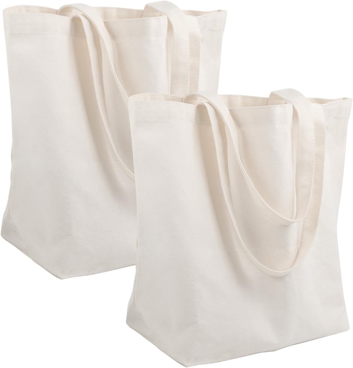 Set van 2 Katoenen Tassen - Beige - 45 x 35 x 15 cm - Herbruikbare Stoffen Tassen voor Doe-Het-Zelf Projecten - Voor Creatieve Geesten