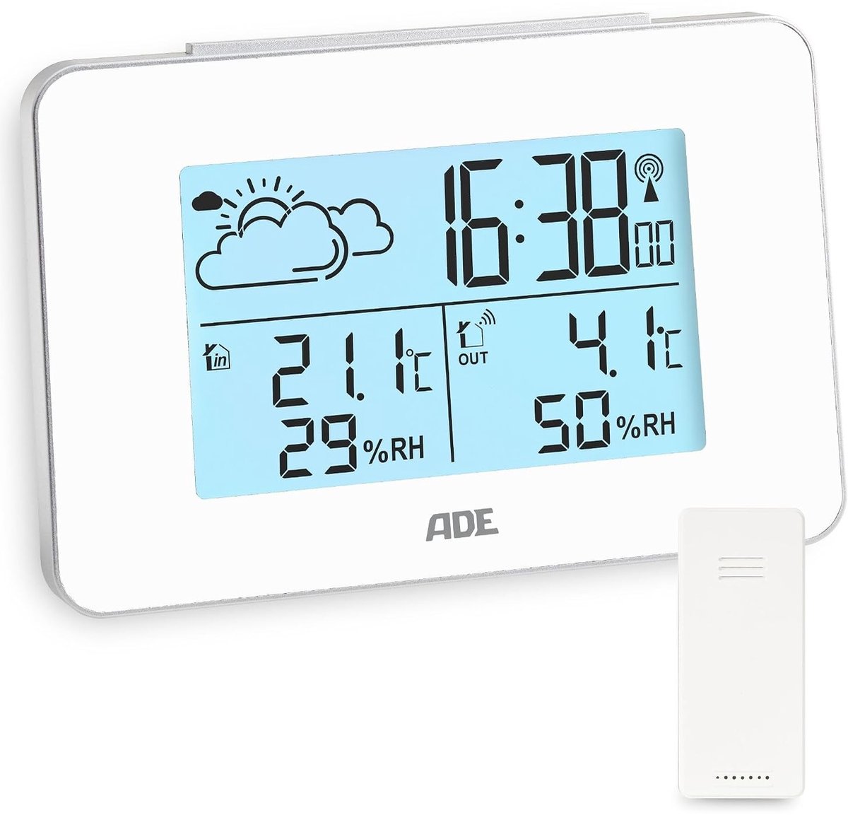 Digitaal Weerstation - Wit - Compact - Draadloos met Buitensensor - Voor Binnen en Buiten