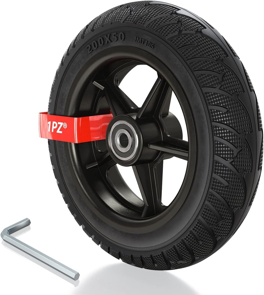 SnelShoppen - 1PZ S2T-FW1 Stevige Wiel voor Elektrische Scooter, 200 x 50 mm, Explosiebestendige Massieve Rubberbanden voor Elektrische Scooter en Go