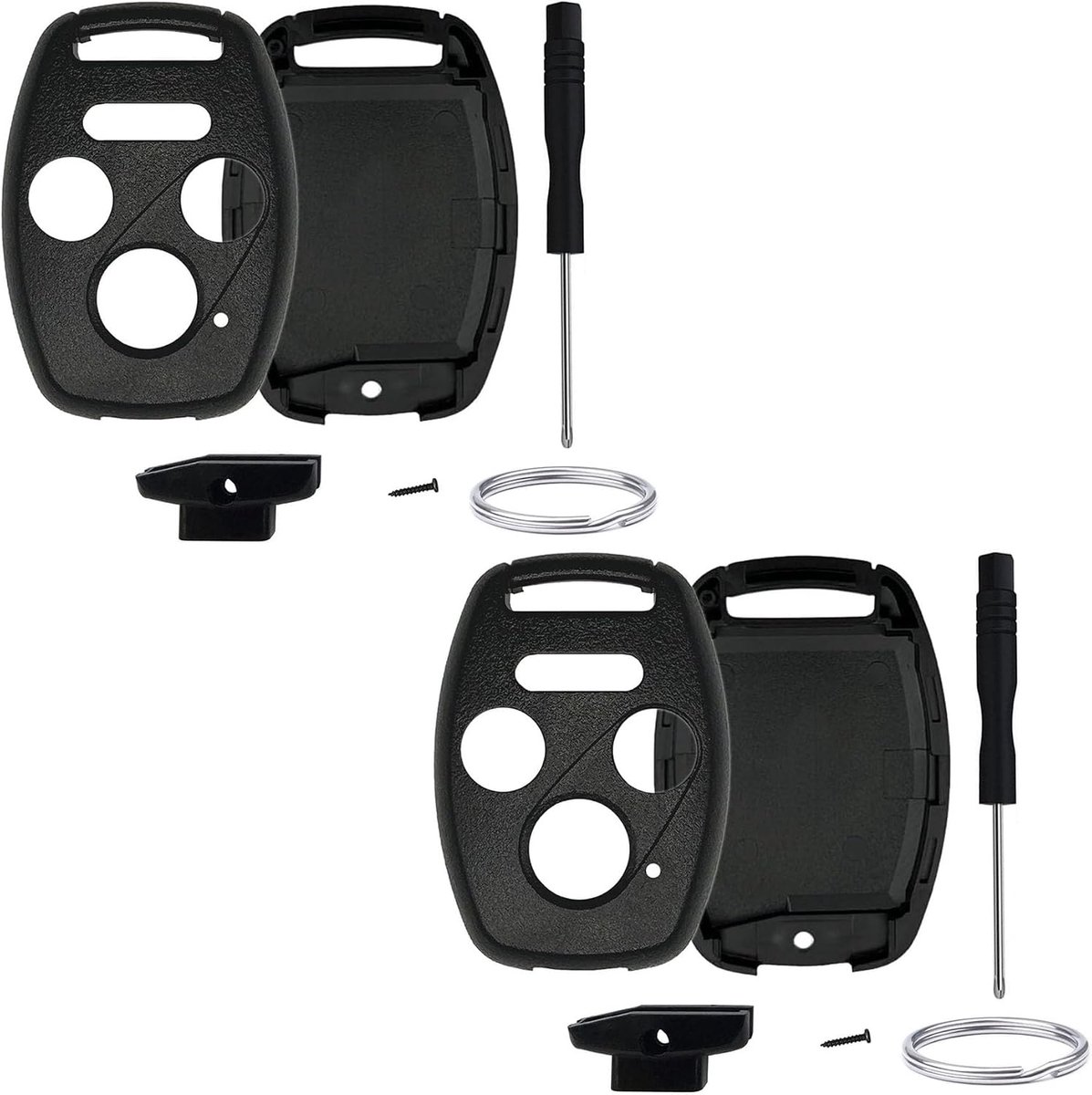 Claoner Autosleutelhanger behuizing - 2 stuks - Zonder programmeren - Past Honda Civic Accord Pilot CR-V - Zwart