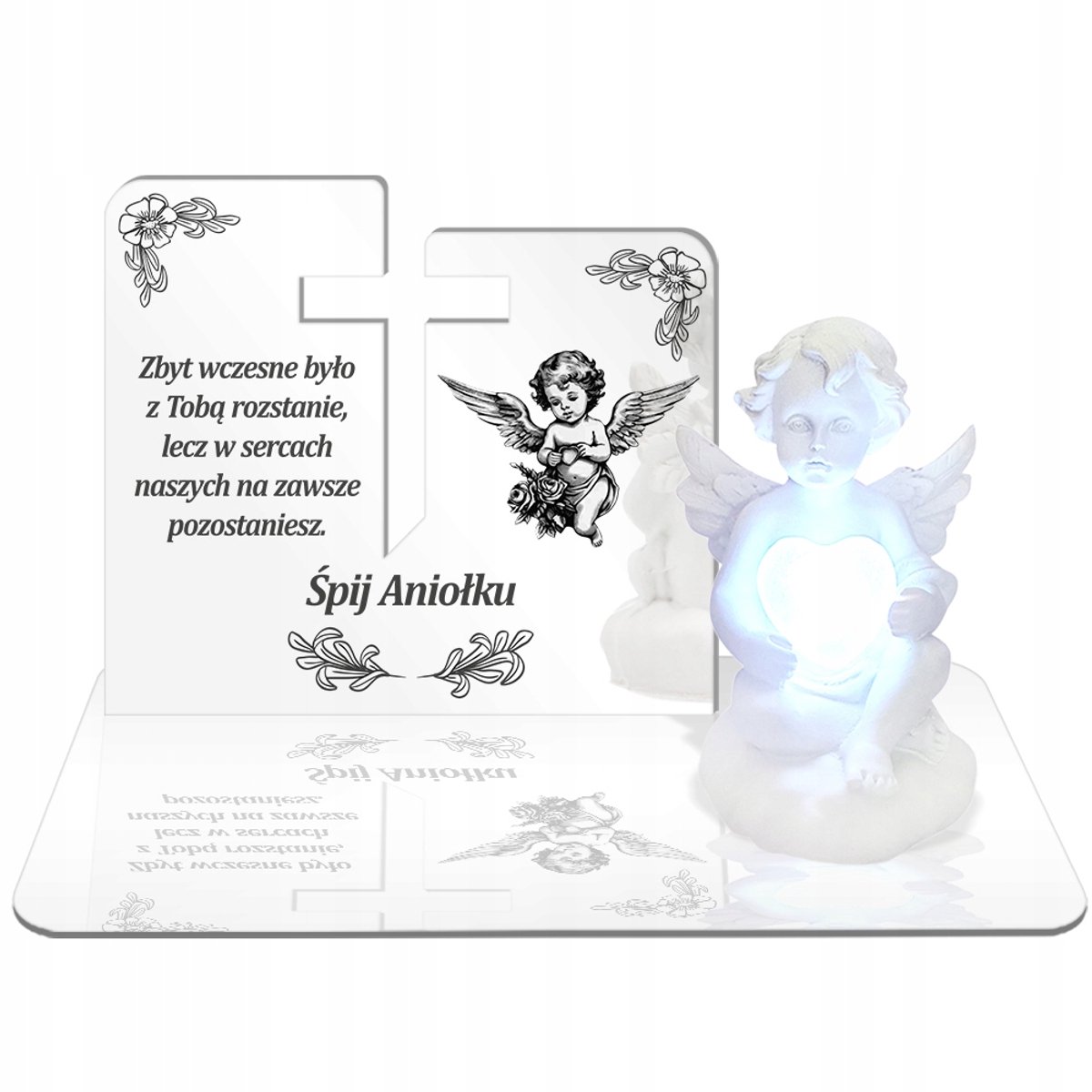 Merkloos LED Graf Angeltje met Kleurvaranderend Hart - Decoratie