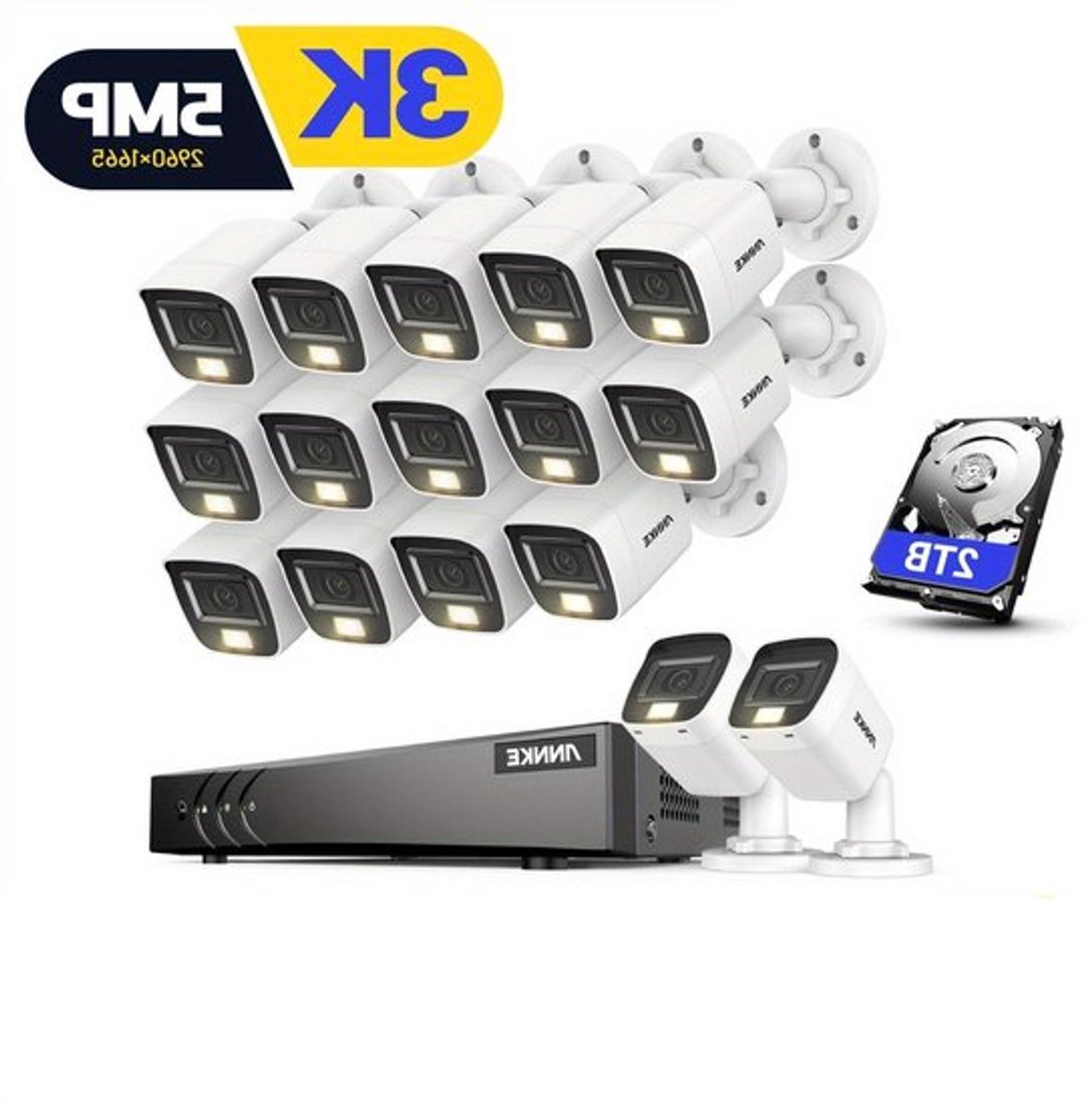 Beveiligingssysteem 5MP – Bewakingscamera – CCTV Camera – Surveillance Kit – Veiligheidsset 2TB HDD – AI Bewegingsdetectie – Smart Dual Light Nachtzicht
