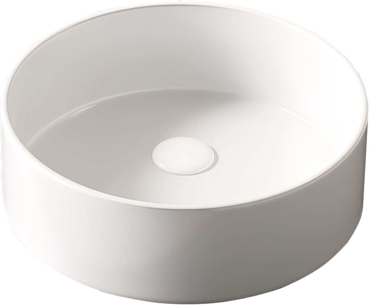Ronde opzetwastafel - Los keramisch wasbekken - 36 cm diameter - Wit - Krasvast en vlekbestendig - Exclusief kraan en afvoer