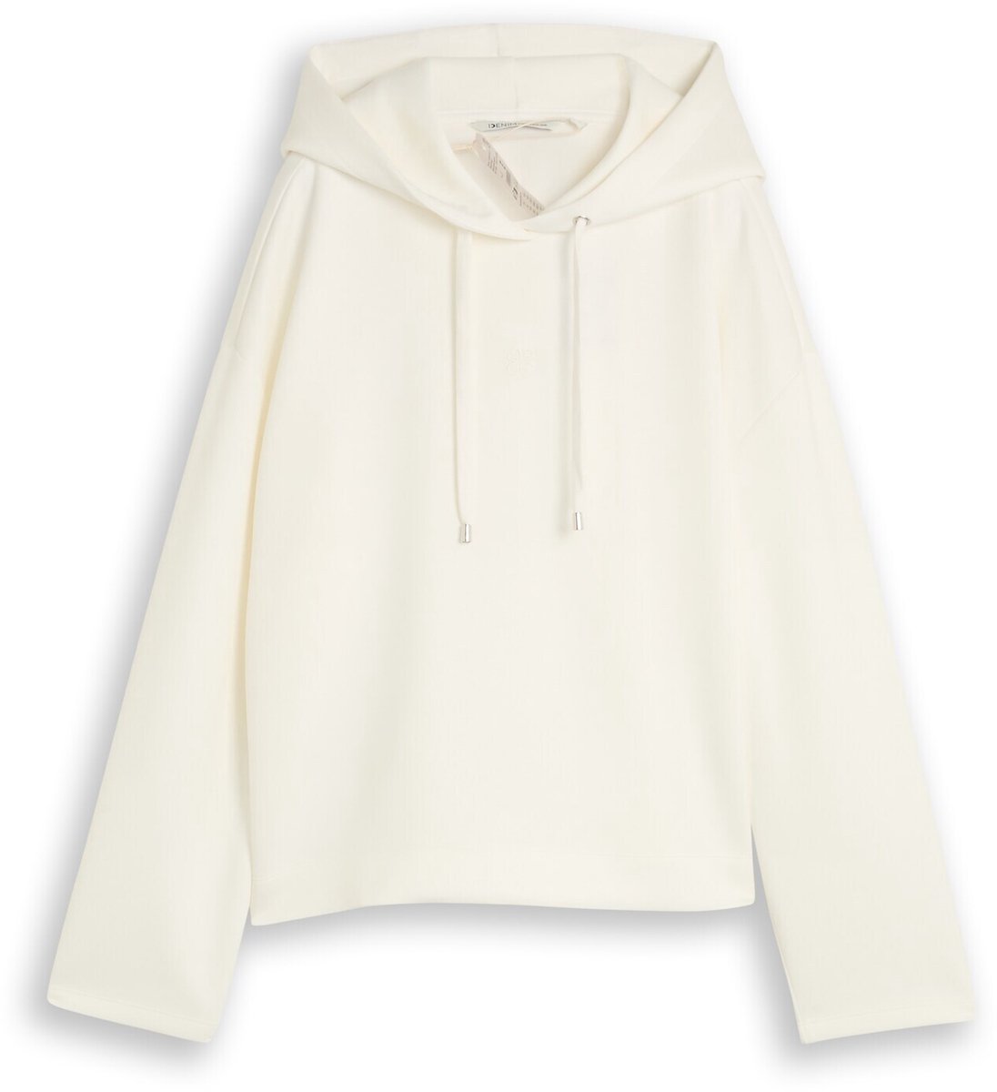 Tom Tailor Denim - Scuba-hoodie met losse pasvorm en borduursel - Maat XL - off white