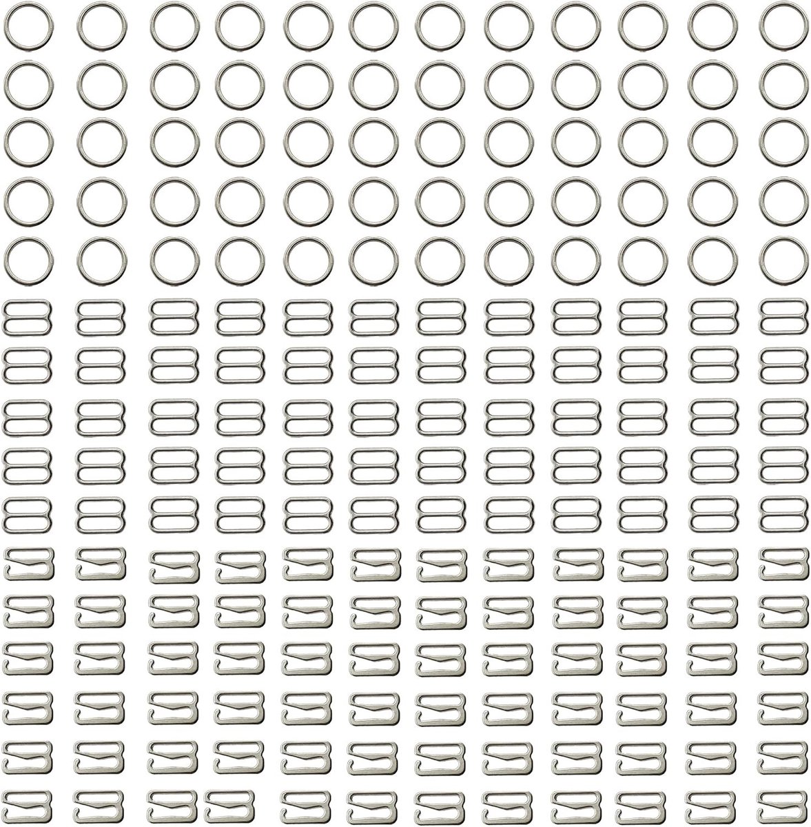 180 Stuks Verstelbare Lingerie Clips en Beugels voor Bh en Badmode - 8mm (Zilver)