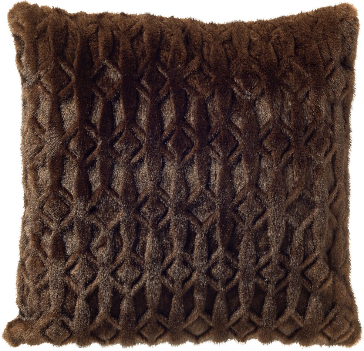 Dutch Decor MATTHEO - sierkussen 45x45 cm - imitatiebont - geometrisch motief - Chocolate Martini - bruin - Inclusief binnenkussen - Luxe kussens voor woonkamer & bank