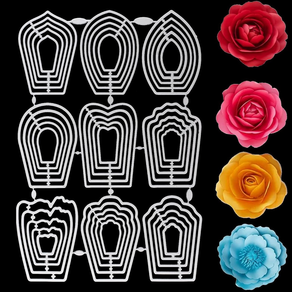 9 STKS 3D Bloem Metaal Snijden Matrijzen, Snijden Dies Stencil Metalen Set Nesting Dies voor Kaarten Maken Benodigdheden Album Scrapbooking Papier DIY Ambachten