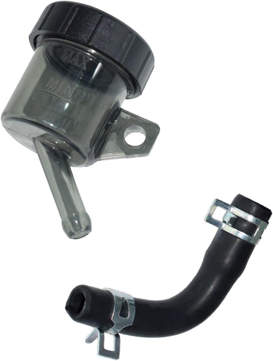 Remvloeistofreservoir, zwart, 8 mm, universeel | ABS-kunststof, remolietank voor motorfiets, universele montage, incl. slang