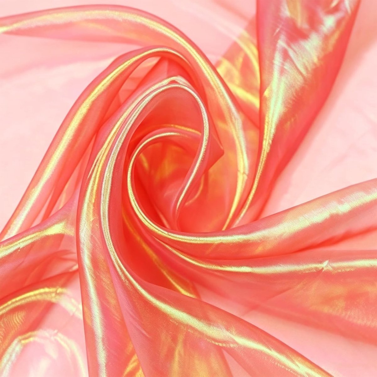 Stof 500 x 150 cm – glittertule stof om te naaien, iriserend organzadoek magisch glanzend, decoratiestof voor vitrage, gordijnen, tafelkleden, jurk, bruiloft, podiumshow, decoratie (rood)