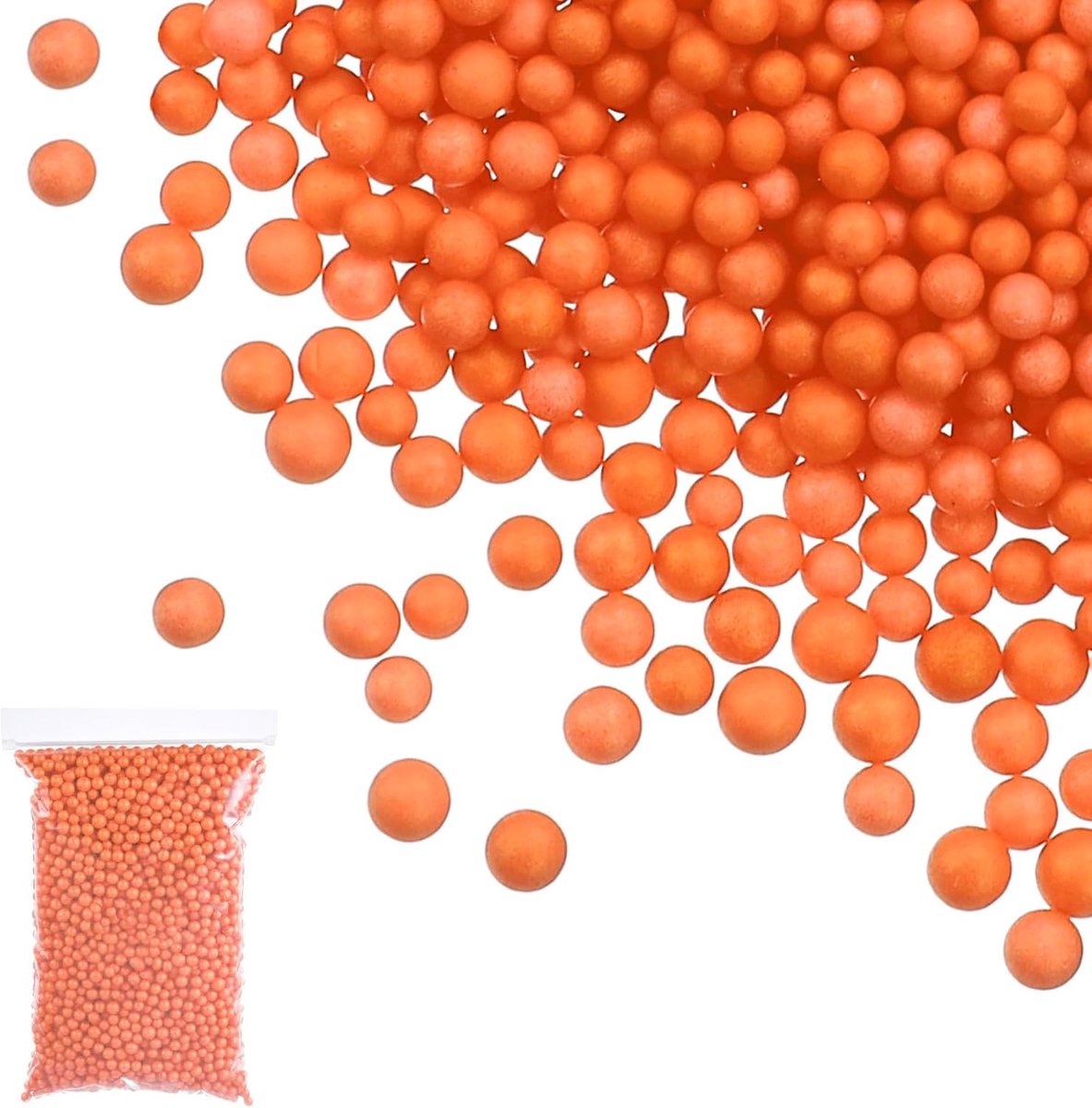 Schuimkralen, 7-9 mm schuimballen, mini-kleine schuimballen, polystyreenkralen voor doe-het-zelf knutselbenodigdheden, bruiloftsfeestdecoratie, kunst, zelfgemaakt, oranje