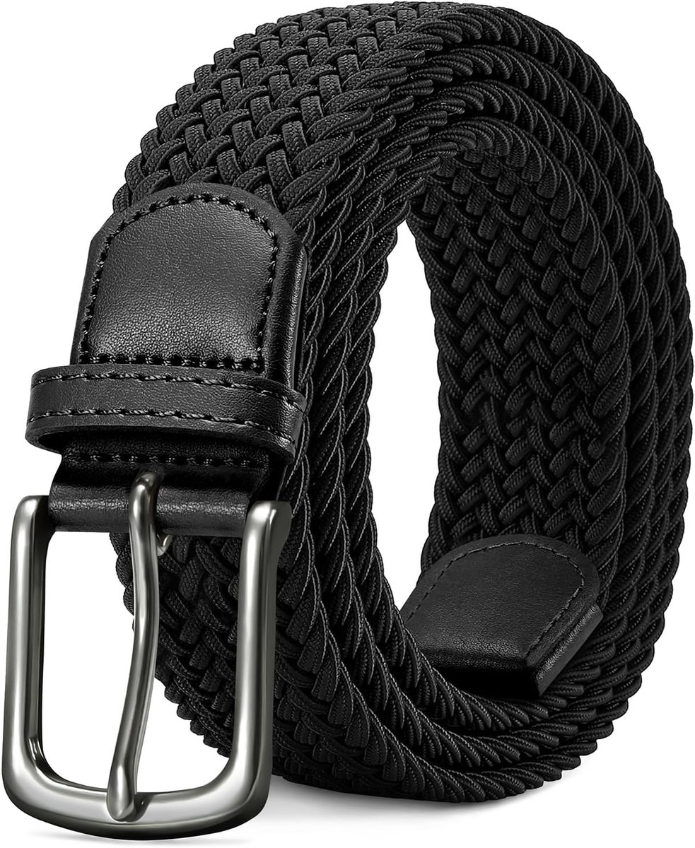 Stoffen Riem Stretchriem Gevlochten Riem Elastisch Voor Heren & Dames Breedte 3,5 cm Zwart Lengte 120 cm Unisex Design