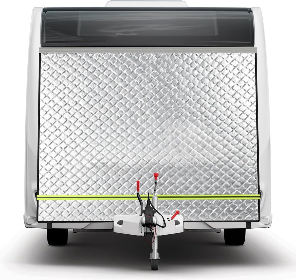 Bugbeschermzeil voor caravan, isolatie caravan, beschermhoes voorkant met 7 mm biesmontage, thermomat met reflecterende strepen, bescherming voor het hele jaar door voor caravan, 200 x 160 cm