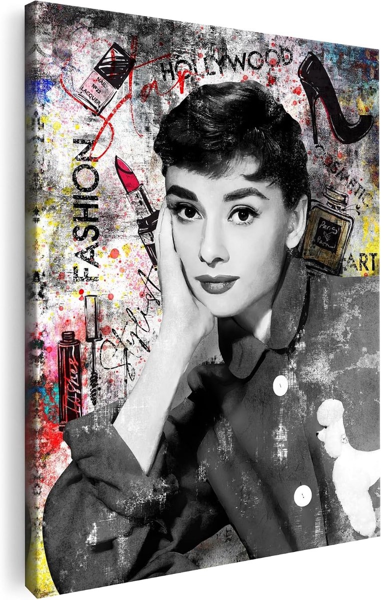Hepburn Afbeelding kleurrijk | afbeelding filmster | S-art afbeeldingen | Audrey Hepburn foto's modern | coole wandafbeeldingen woonkamer | muurschildering Audrey Hepburn deco XXL | afbeelding