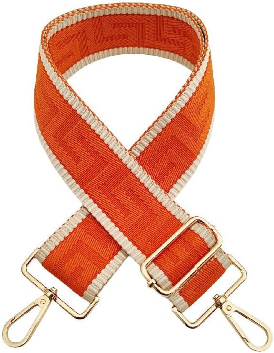 5 cm brede schouderriem, in lengte verstelbare draagriem, 72-130 cm, schouderriem met karabijnhaak voor draagtassen, handtassen, tassenriemen om te wisselen voor canvas tas - Oranje