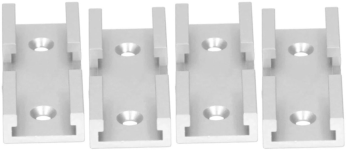 Track Cross Chute 4 stuks T-sleuf connector voor router, mitre track jig houtbewerking accessoires, T-slot track connectoren voor DIY zaagwerken (zilver)