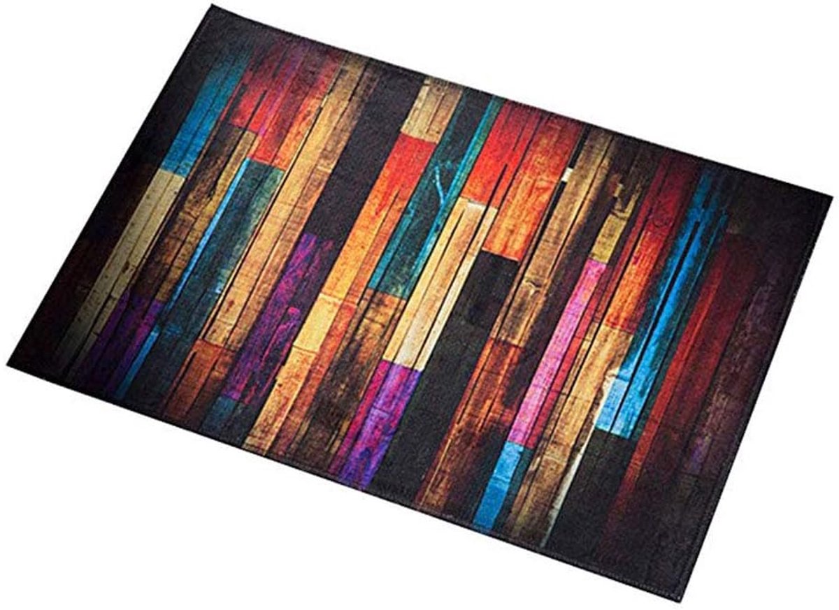 Badmat Vloerkleden Pads, Keukenloper Tapijt Antislip Deurmat, Sneldrogende Antislip Keukenmat Badkamer Tapijtmat (Kleurrijke strepen, 40 x 60 cm)