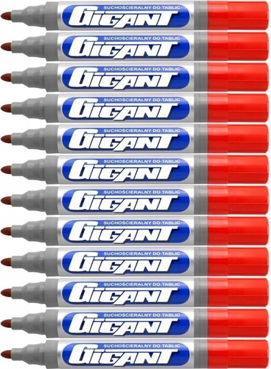 12x Rode Kamet Gigant Stiften - 3mm Ronde Punt, Droog Uitwisbaar