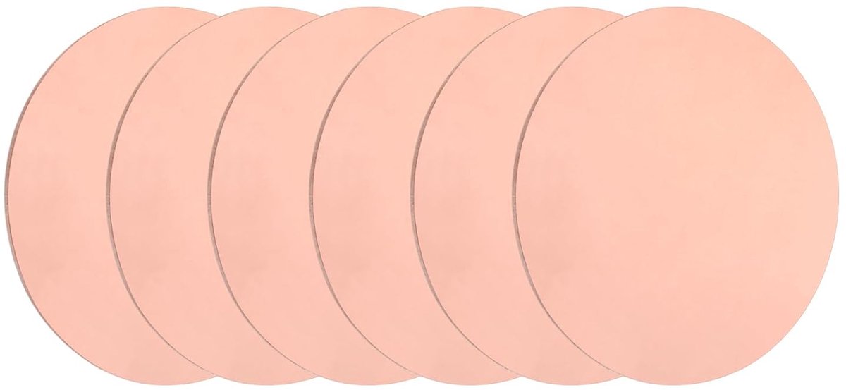 Koperen platen, 05 mm dik, 30 mm diameter, puur koperen platen, T2, ronde koperen schijven, messing cirkels, afdichtingen voor metaalreliëf, doe-het-zelf knutselbenodigdheden