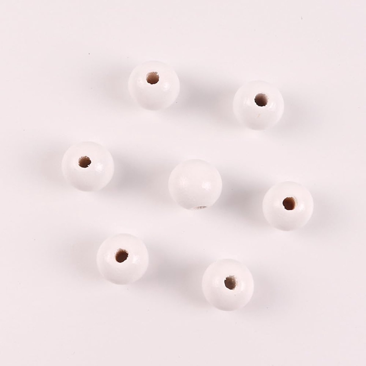 100 stuks ronde natuurlijke losse spacer-kralen, grote houten kralen met gat, voor doe-het-zelf knutselwerk, decoraties, armband, halsketting, rijgen, macramé sieraden, 16 mm, wit