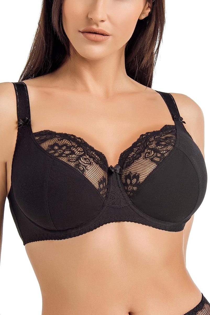 Cotton Bra - Dames beugel BH - BH met kanten bies - Het is gemaakt van hoge kwaliteit katoen en lycra