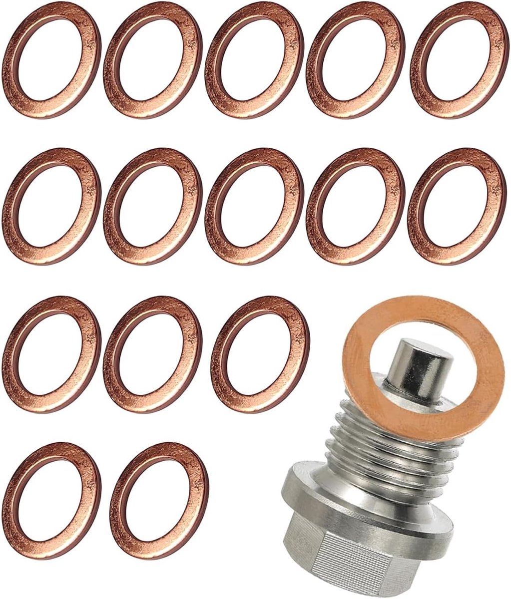 Sluitringen, 15 stuks, lekvrij, duurzaam, bestand tegen hoge temperaturen en corrosie, ideaal voor motor en hydraulische systemen.