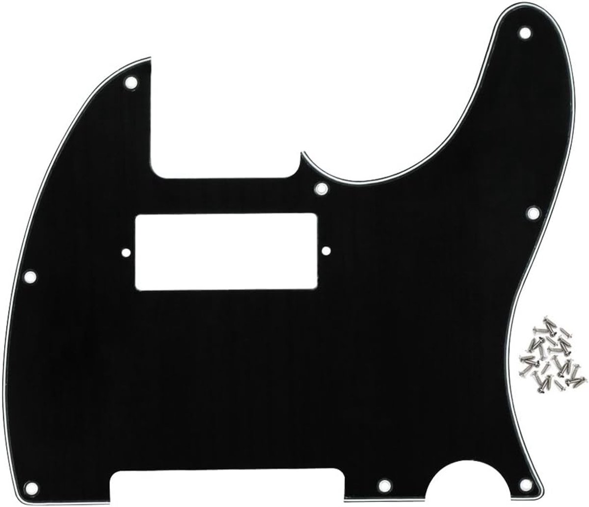 3-laags 8 gaten kras voorplaat TL MINI Humbucker slagplaat voor TL TE stijl gitaar vervanging, zwart/wit/zwart, gemonteerde schroef