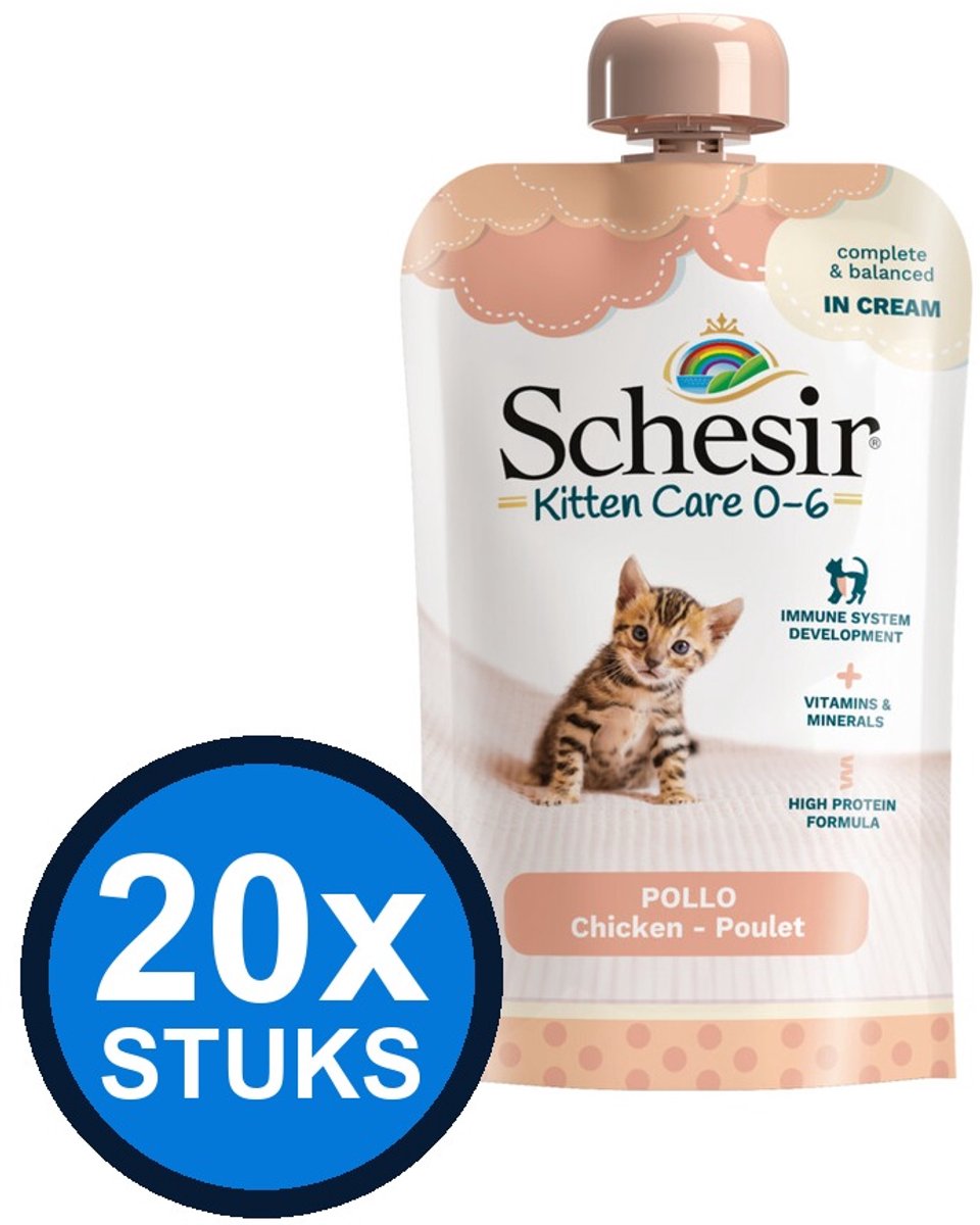 Schesir Schesir Kitten Care 0-6 pouch cream kip 150gr