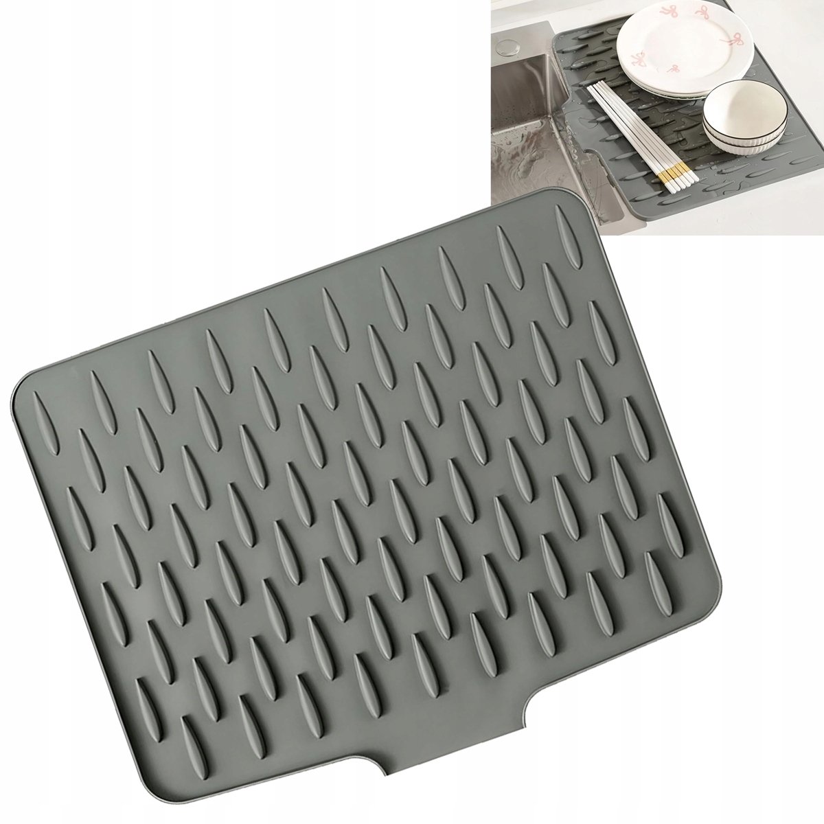 Siliconen Afdruipmat Zwart - Keuken Organizer voor Spoelbak