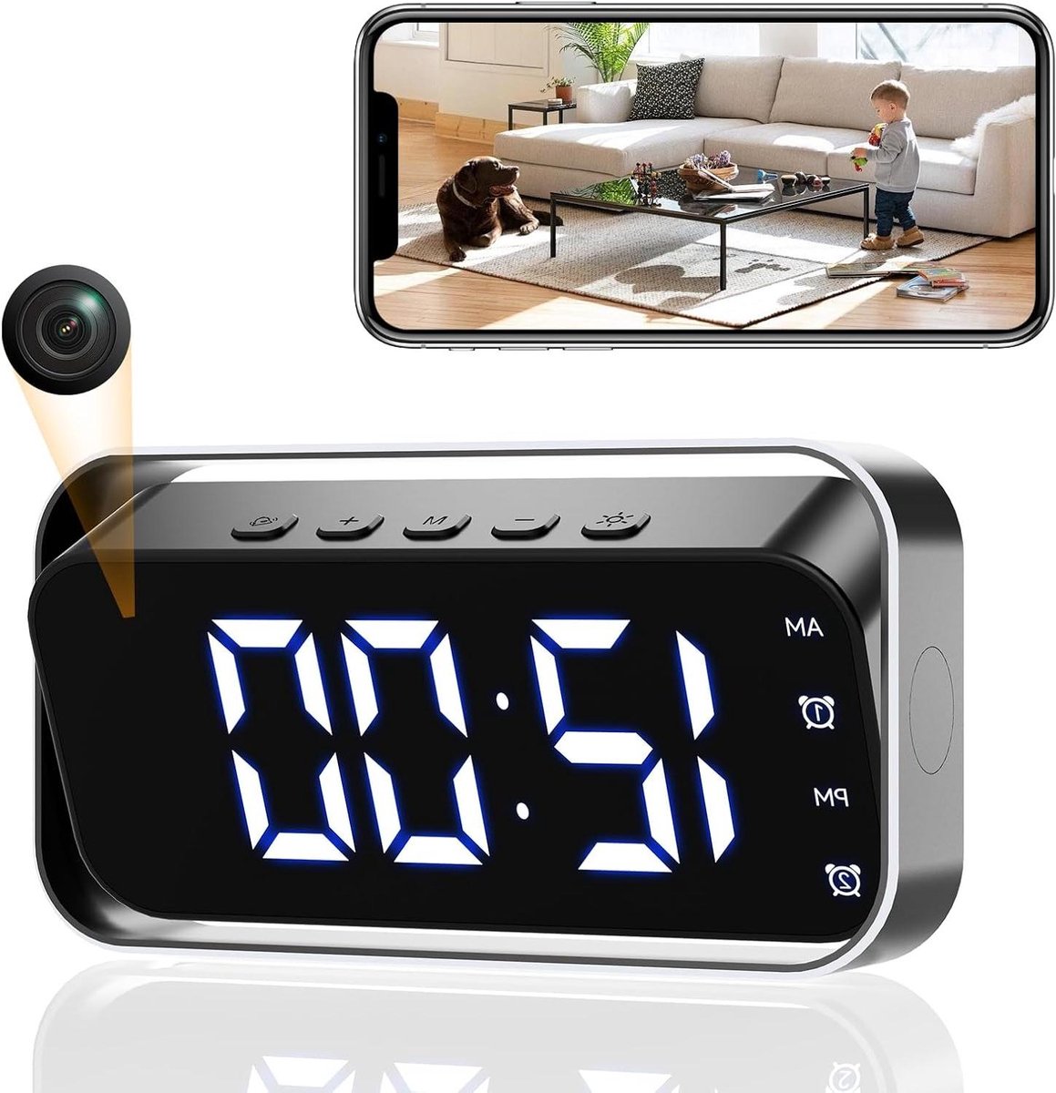 Verborgen Camera - Spionage Camera Mini - Huis Beveiliging - Nachtzicht Bewegingsdetectie - 4K HD - Zwart
