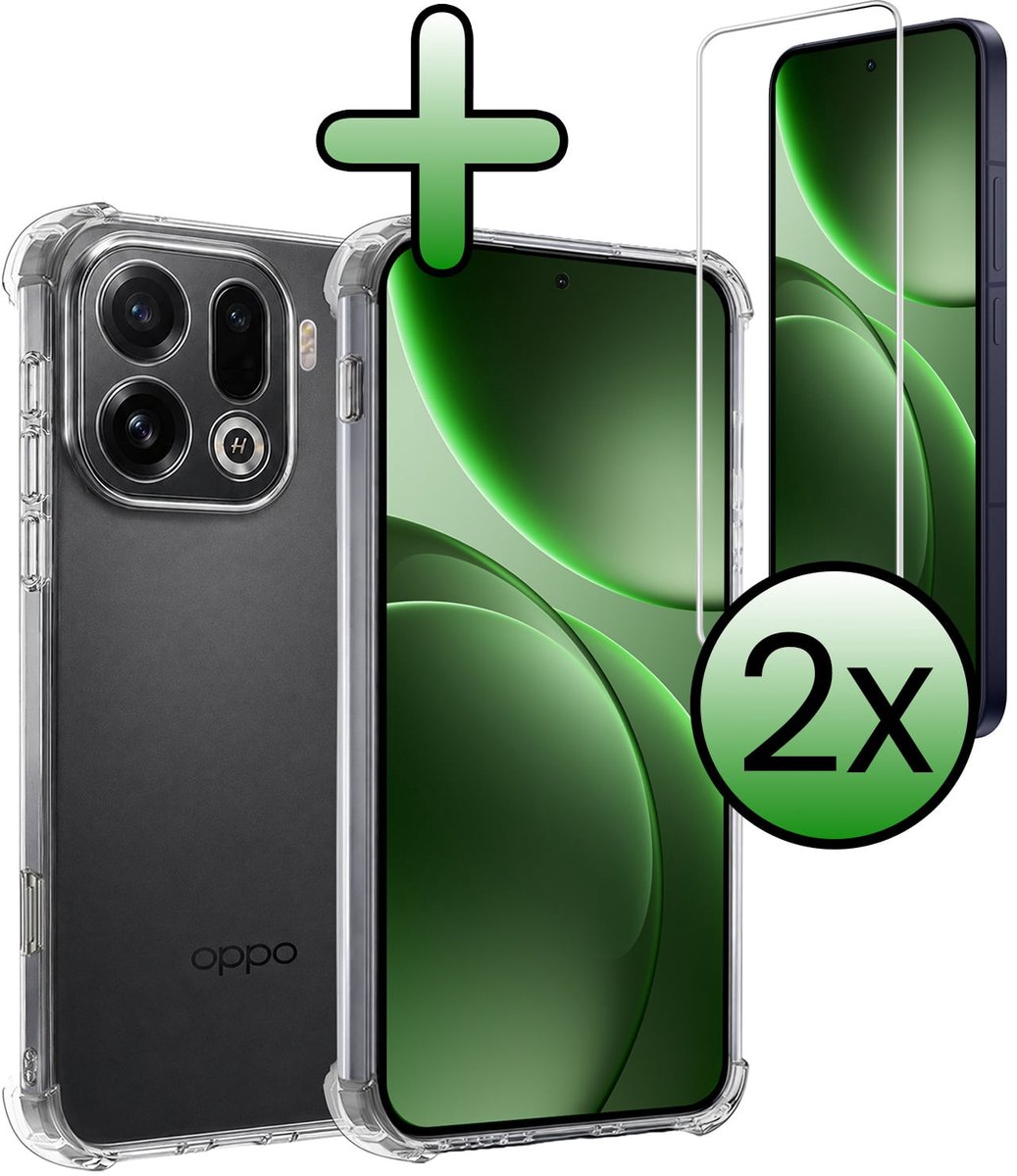 Hoesje Met Screenprotector - 2 Stuks - Geschikt voor OPPO Find X9 Pro - Sterk & Shockproof - Siliconen Case - Back Cover - Telefoon Hoes - Shock Proof - Transparant