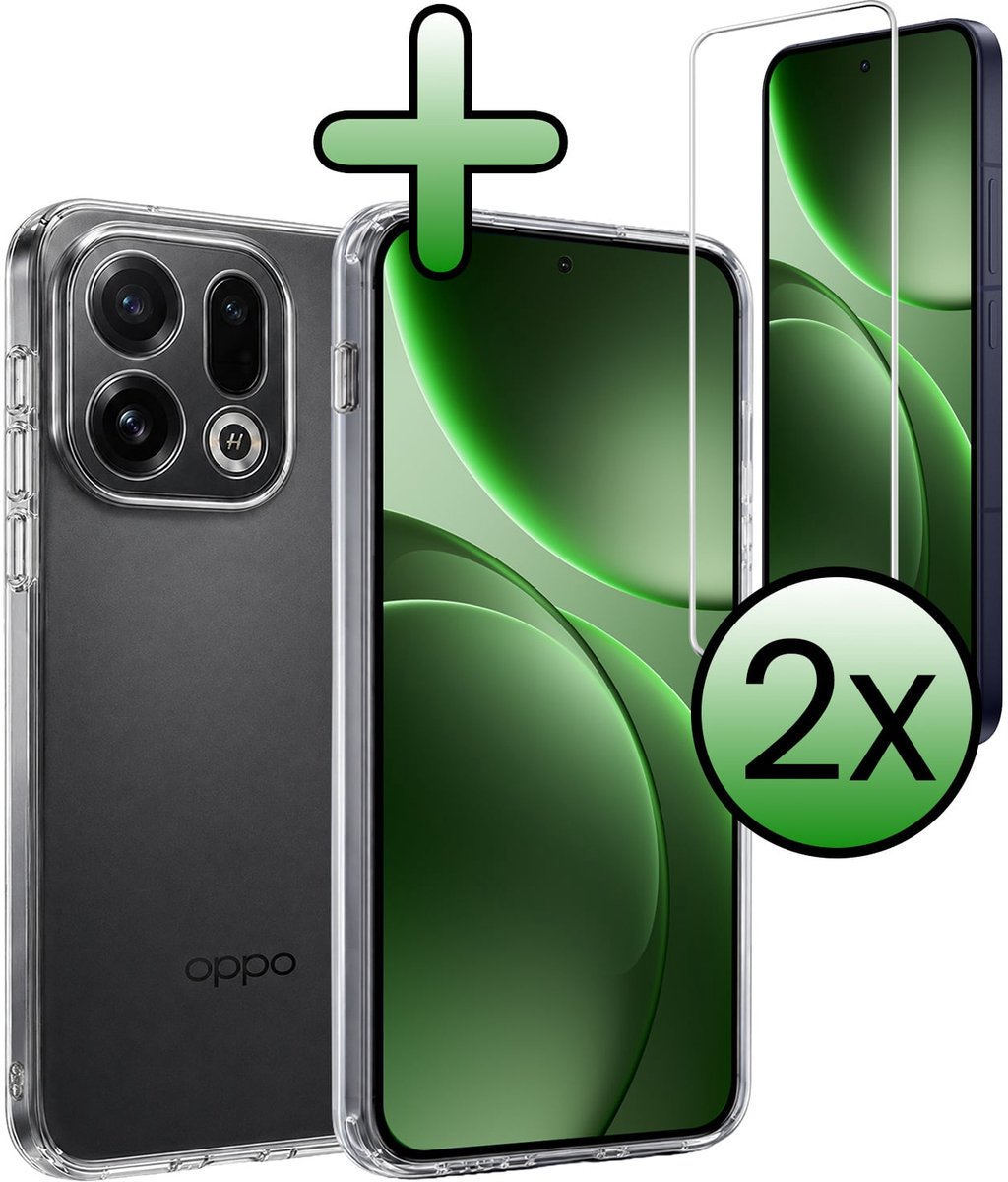 Hoesje Met 2x Screenprotector - Geschikt voor OPPO Find X9 - Sterk & Shockproof - Back Cover - Siliconen Case - Telefoon Hoes - Transparant