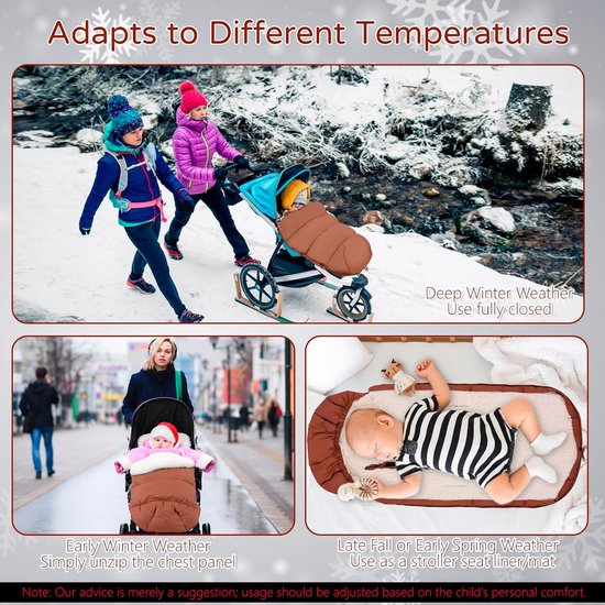Baby Voetenzak - Kinderwagen Zak - Warm Blijven - Dubbellaags Design - 100 cm Lengte - Bruin — afbeelding 5