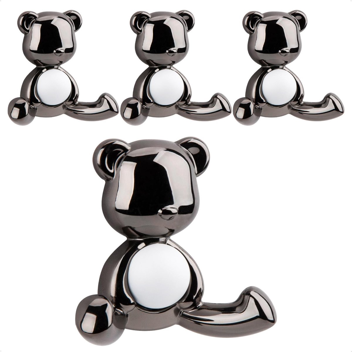 Elzusha - Muurhaken Set - 4 Stuks Zware Kapstokhaken met Beren Design