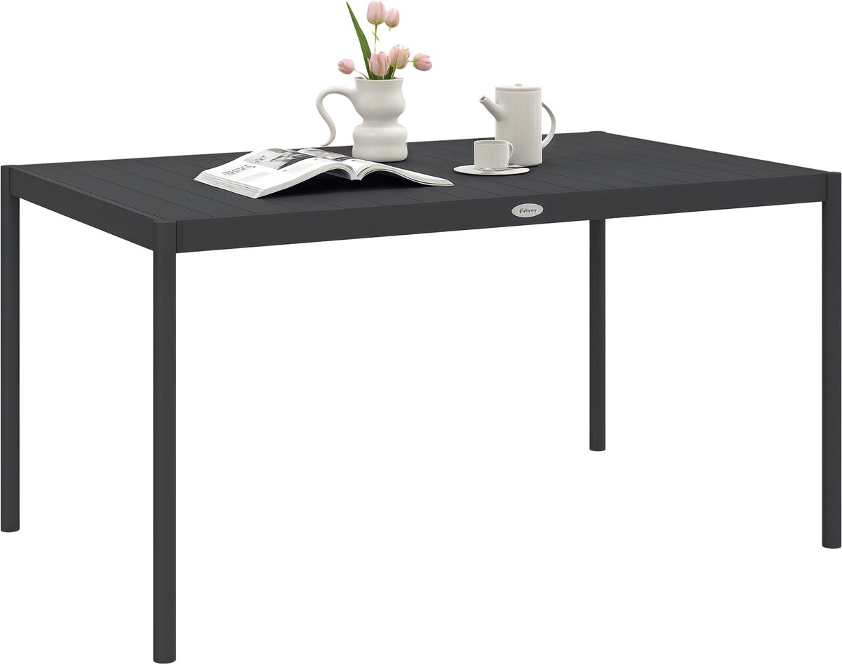 Outsunny tuintafel - aluminium - 145x90x74cm - grijs